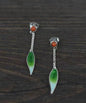 Chinese Style Silk Sterling Silver Agate Tassel Drop Earrings