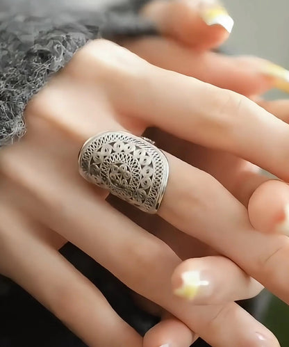 Oversize Silk Sterling Silver Hollowed Out Rings